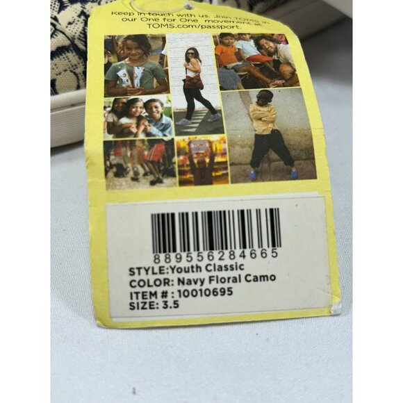 TOMS Alpargata Canvas‎ Youth 3.5 Navy Floral Camo NWT#10010695 - Picture 5 of 7